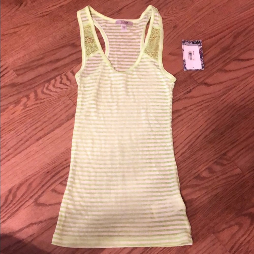Lime green striped tank top